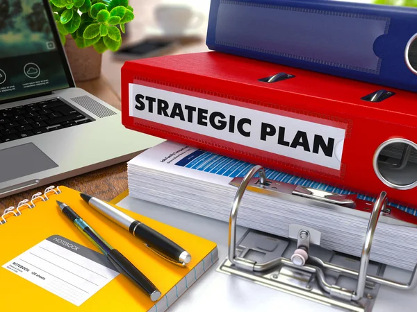 Red Ring Binder with Inscription Strategic Plan. — Stock Photo, Image