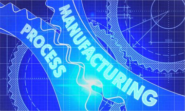 Manufacturing Process on Blueprint of Cogs.