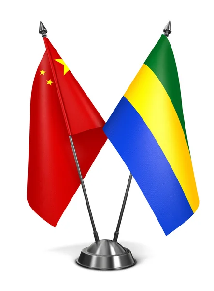 China and Gabon - Miniature Flags. — 图库照片