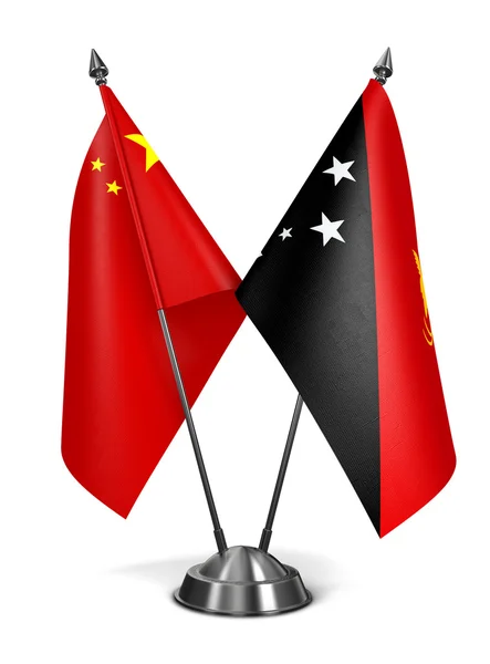 China and Papua New Guinea - Miniature Flags. — Stock Photo, Image