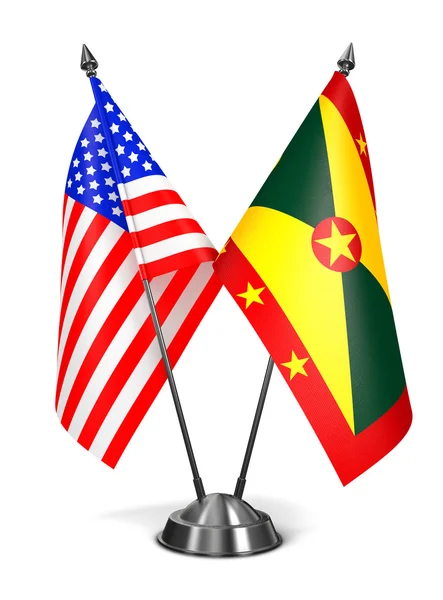 USA-ban és Grenada - miniatűr zászlók. — Stock Fotó