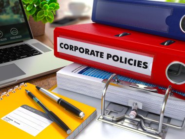 Red Ring Binder with Inscription Corporate Policies. clipart