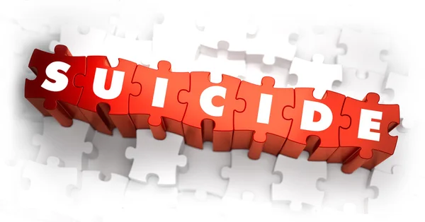 Suicide - Text on Red Puzzles. — Stock Photo, Image