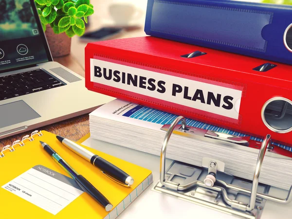 Planes de negocios en Red Office Folder. Imagen tonificada . —  Fotos de Stock
