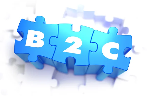 B2C - White Word on Blue Puzzles. — Stock Photo, Image