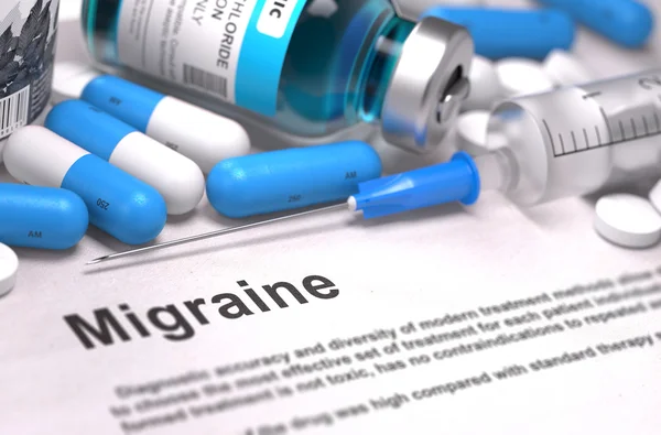 Migraine Diagnosis. Medical Concept. Composition of Medicaments. — Φωτογραφία Αρχείου