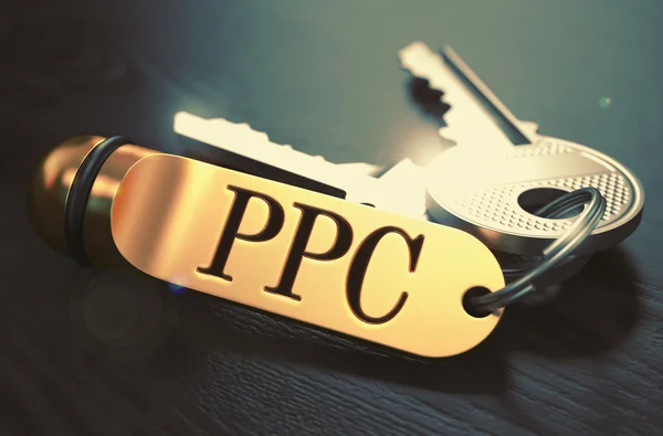 PPC escrito en Golden Keyring . —  Fotos de Stock