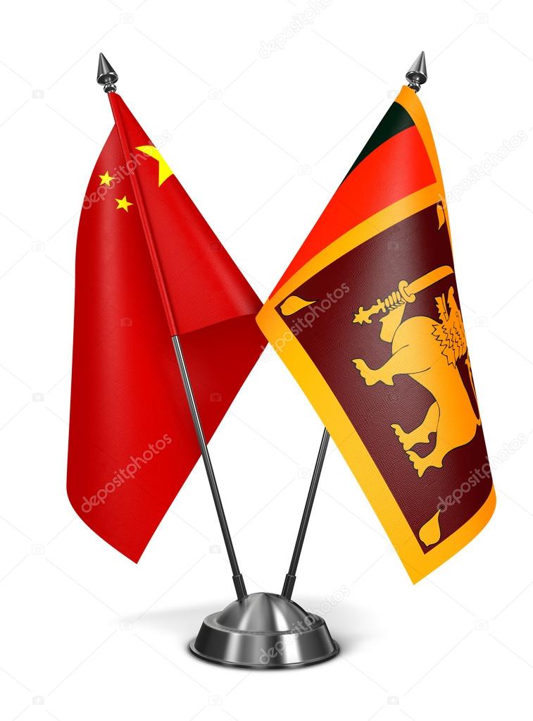 China and Sri Lanka - Miniature Flags.