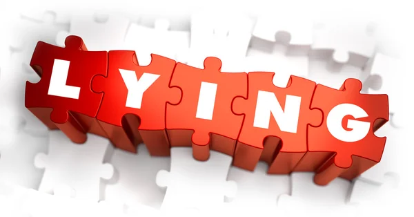 Lying - Text on Red Puzzles. — Stok fotoğraf