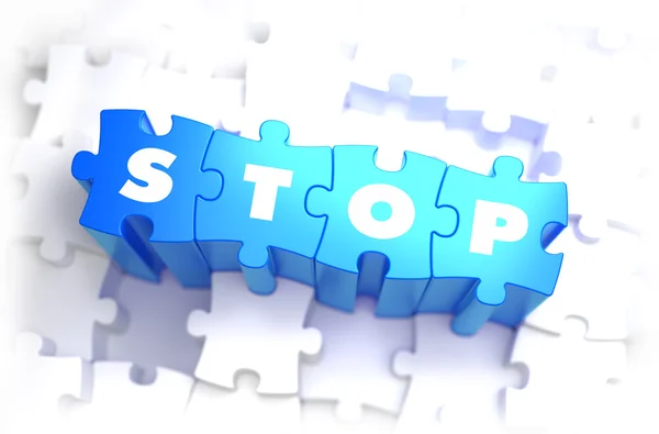 Stop - White Word on Blue Puzzles. — Stock Photo, Image