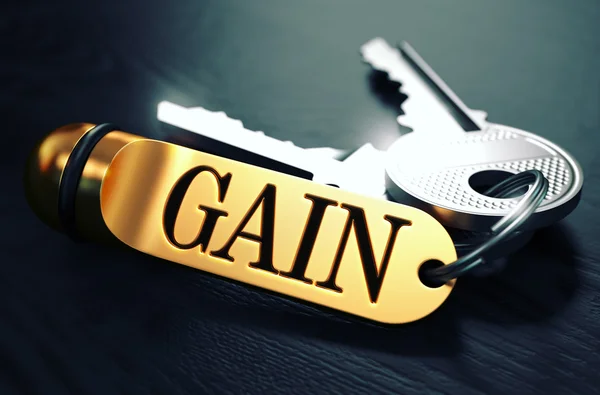 Keys to Gain. Concept on Golden Keychain. — Stock Photo, Image