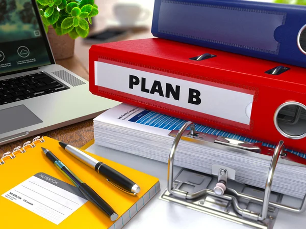 Red Ring Binder with Inscription Plan B. — Stock Photo, Image