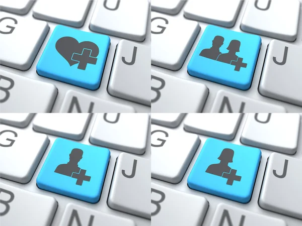 E-Dating Concept - Botão azul no teclado . — Fotografia de Stock