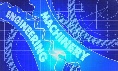 machinery engineering on Blueprint of Cogs. clipart