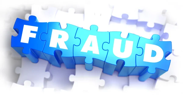 Fraud - White Word on Blue Puzzles. — Stok fotoğraf