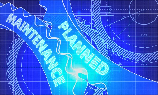 Planned Maintenance Concept. Blueprint of Gears. — ストック写真