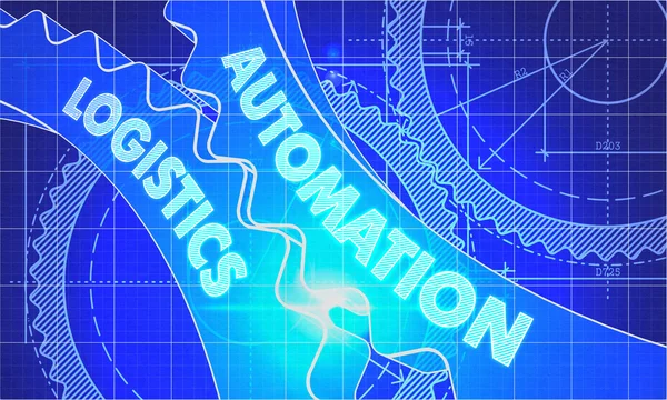 Automation Logistics Concept. Blueprint of Gears. — Stok fotoğraf