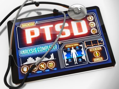 PTSD on the Display of Medical Tablet. clipart