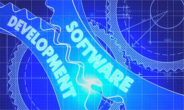 Concepto de desarrollo de software. Plano de engranajes . — Foto de Stock