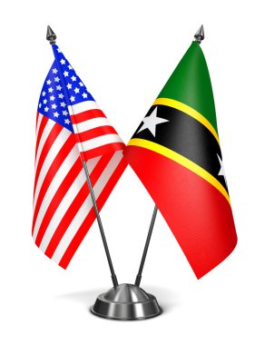 USA, Saint Kitts and Nevis - Miniature Flags.
