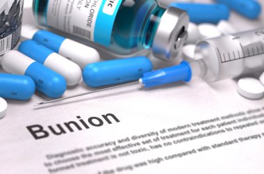 Bunion Diagnosis. Medical Concept. Composition of Medicaments.