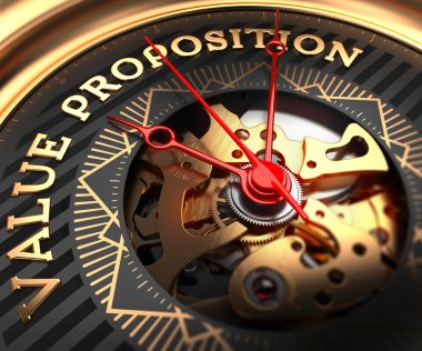 Value Proposition on Black-Golden Watch Face. clipart