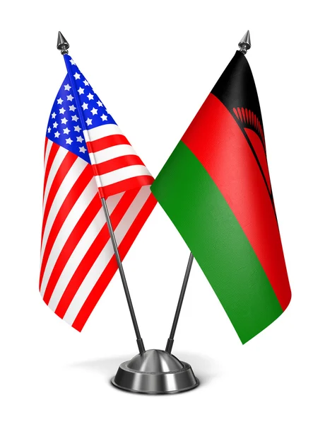 USA und Malawi - Miniaturfahnen. — Stockfoto