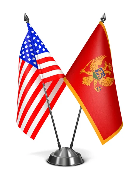 Estados Unidos y Montenegro - Banderas en miniatura . —  Fotos de Stock