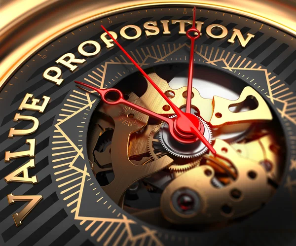 Value Proposition on Black-Golden Watch Face. — Zdjęcie stockowe