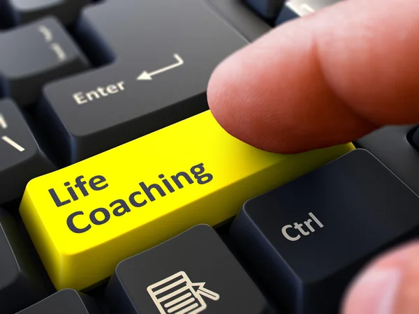 Life Coaching Concept. Person Click Keyboard Button. — Φωτογραφία Αρχείου