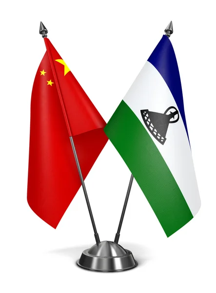 China and Lesotho - Miniature Flags. — ストック写真