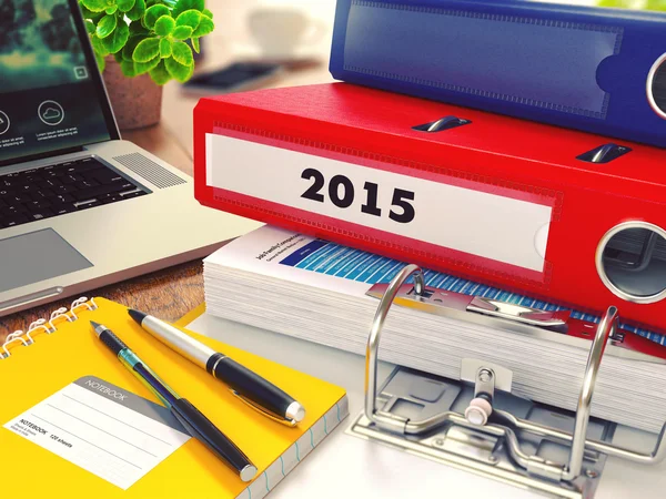 2015 on Red Office Folder. Toned Image. — Stockfoto