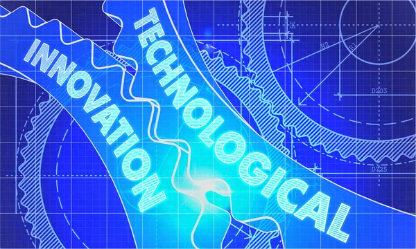 Innovación tecnológica en las ruedas dentadas. Estilo Blueprint . —  Fotos de Stock