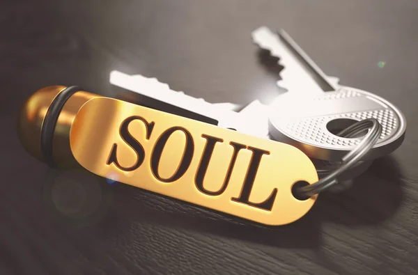 Seele auf goldenem Schlüsselanhänger geschrieben. — Stockfoto