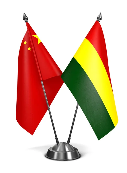 China and Bolivia - Miniature Flags. — Zdjęcie stockowe