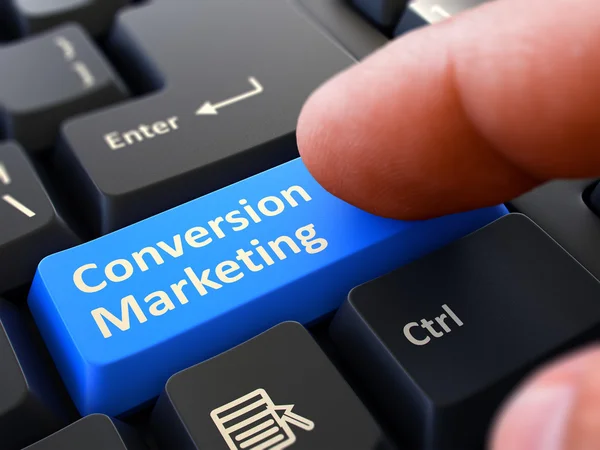 Appuyez sur le bouton de conversion marketing sur le clavier noir . — Photo