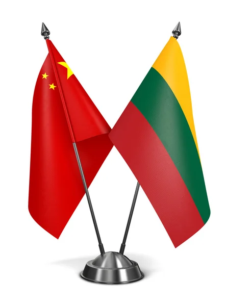 China and Lithuania - Miniature Flags. — 图库照片