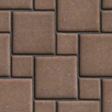Concrete Brown Figured Pavement of Large and Small Squares.
