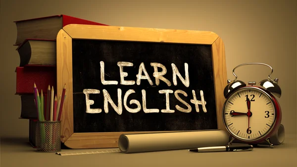 Learn English Concept Hand Drawn on Chalkboard. — Stok fotoğraf