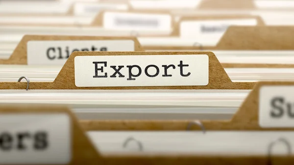 Exportkonzept mit Wort auf Ordner. — Stockfoto