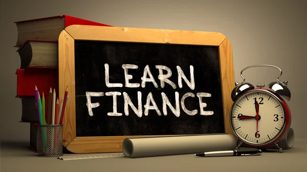 Aprende Finanzas a mano en una pizarra . — Foto de Stock