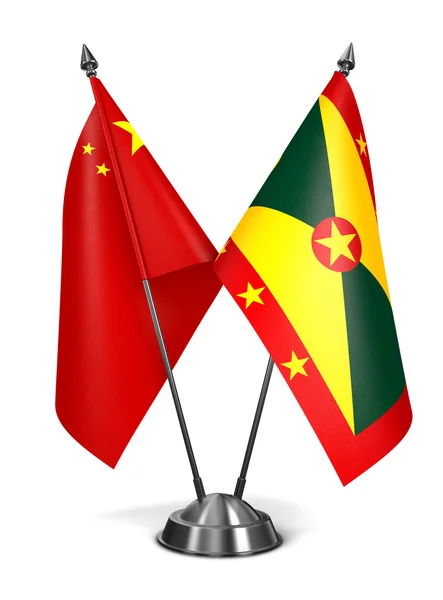 China and Grenada - Miniature Flags. — 图库照片