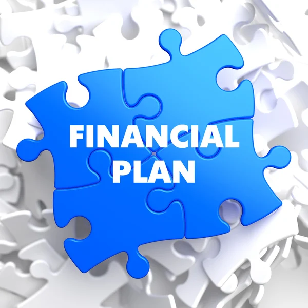 Financial Plan on Blue Puzzle. — Stock Photo, Image