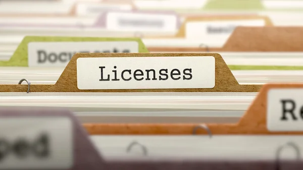 Licenses on Business Folder in Catalog. — Stockfoto