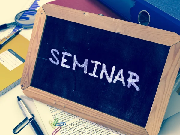 Seminar - Handwritten by white Chalk on a Blackboard. — 스톡 사진