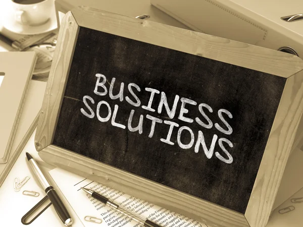 Business Solutions Handwritten by white Chalk on a Blackboard. — ストック写真