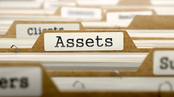 Assets Concept with Word on Folder. — Zdjęcie stockowe