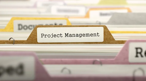 Concepto de gestión de proyectos en la etiqueta de archivo . —  Fotos de Stock