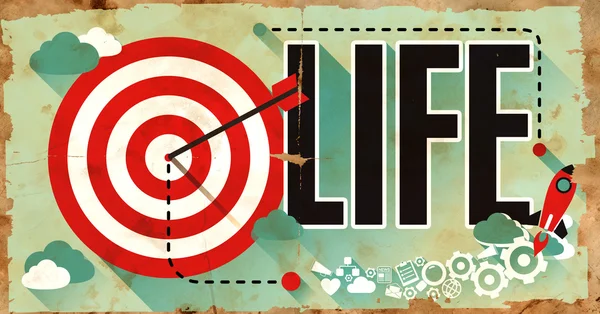 Life - Wort auf Grunge-Poster in flachem Design. — Stockfoto