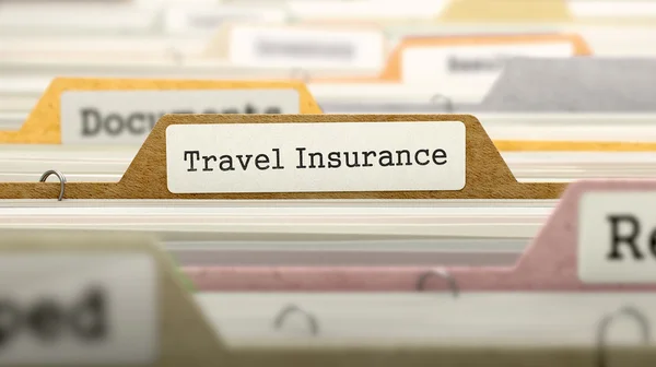 File Folder Labeled as Travel Insurance — Stockfoto